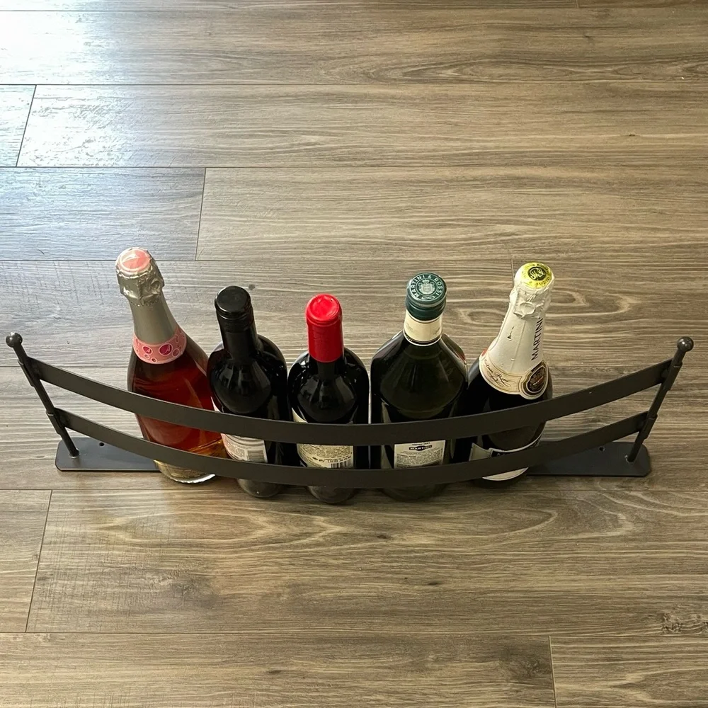 Crate & Barrel Tiburon 8 Bottle Black Metal Wine Rack